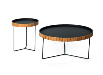 Beischatz Set 2x Schwaarze Miwwel Dësch Wunnzëmmer Luxus Ronnen Dëscher